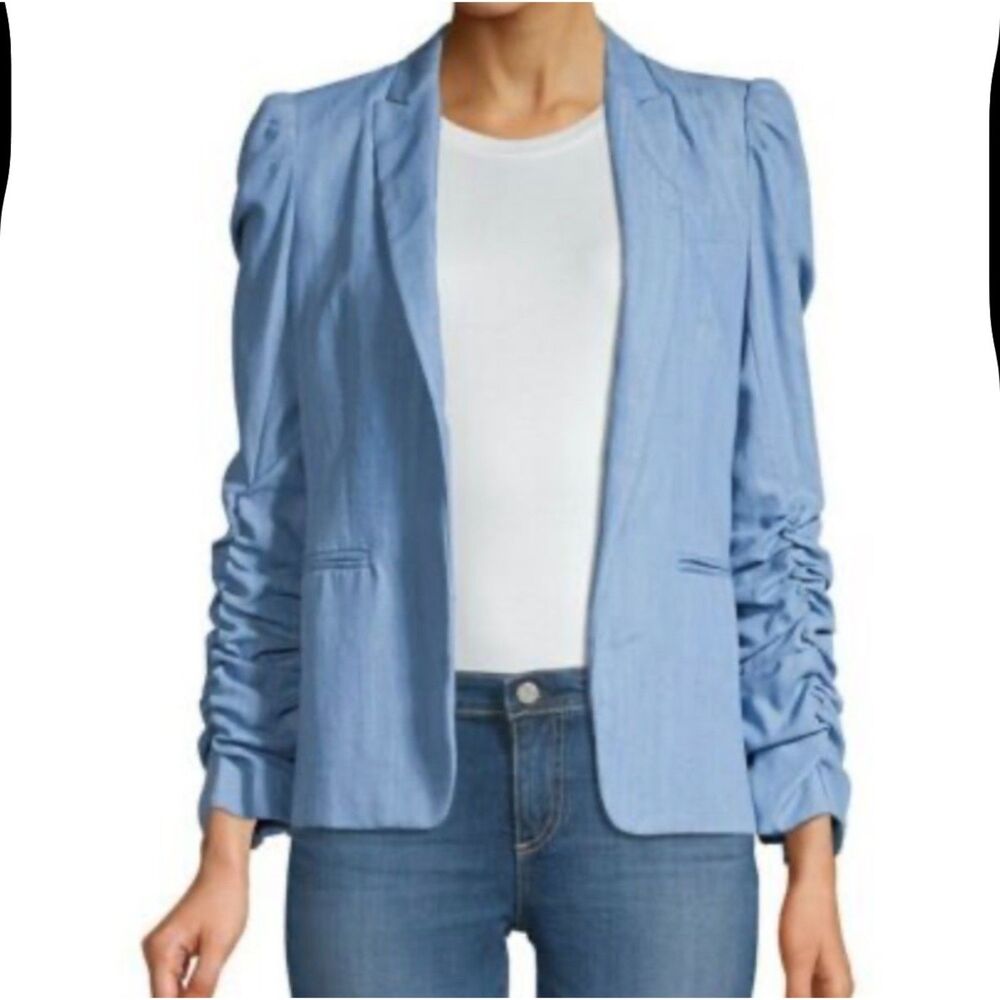 Generation Love Juniper Puff-Ruched Sleeve Chambray Blazer Small $295 Pristine